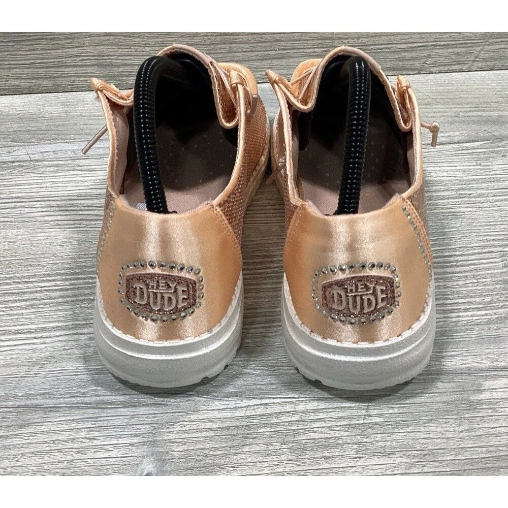 New Hey Dude Wendy Disco Sequin Rhinestone Blush Slip On Comfort Shoes SIZE 11 - Picture 2 of 8